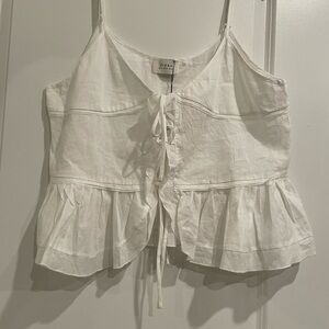 DISSH White Tie-Front Ruffle Camisole